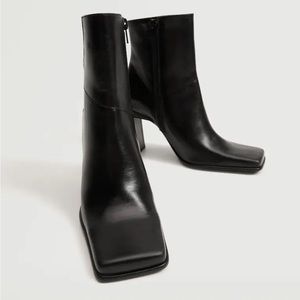 Mango squared toe leather ankle boot